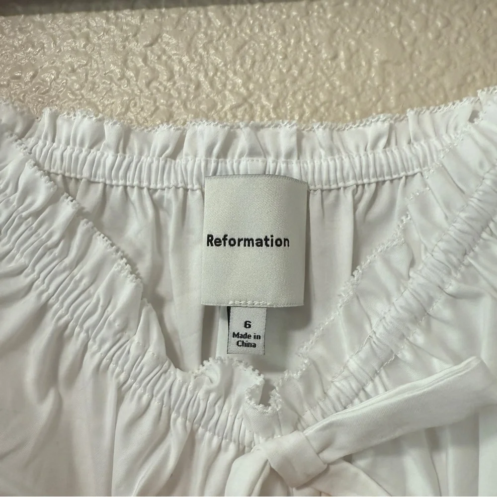 NWOT Reformation Lauryn Top White Cotton Cottagecore Milkmaid Coachella Top 6 - Picture 5 of 6